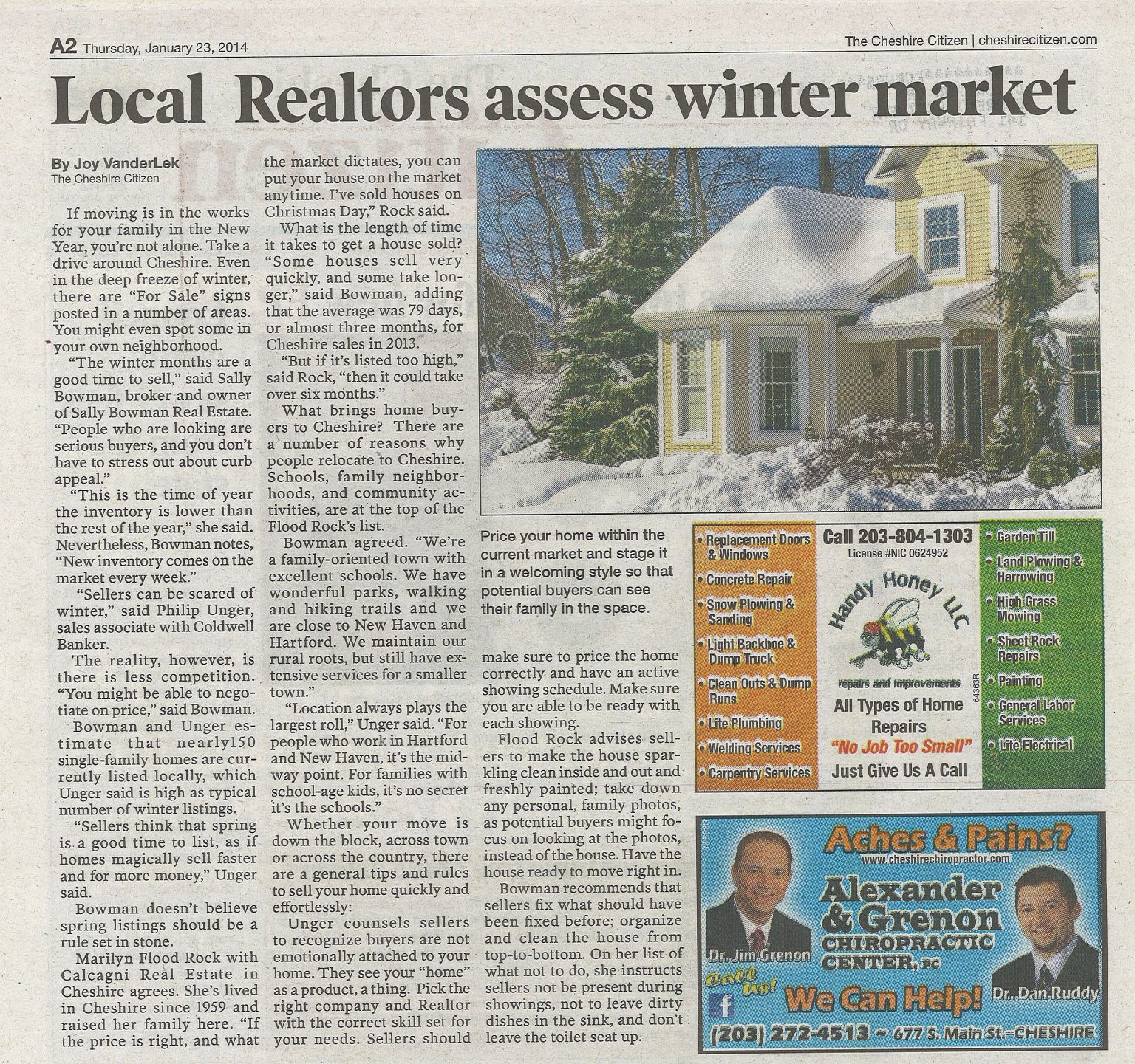 Cheshire REALTORS assess winter real estate market... Calcagni Real